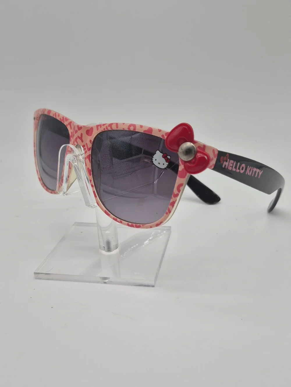 Vintage 1976! Hello Kitty Pink Frame Sunglasses with Red Bow Accent